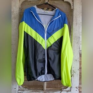 Adidas Neo_Blue and Neon Green Windbreaker/ Rain Jacket_XL